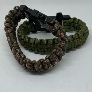 Lot of 2 Survival Paracord Bracelet w/ Firestarter
